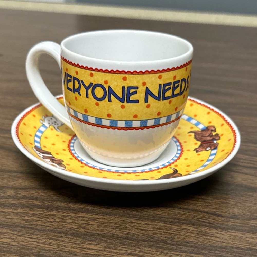 Mary Engelbreit Everyone Needs Their Own Spot Cup and Saucer Set
